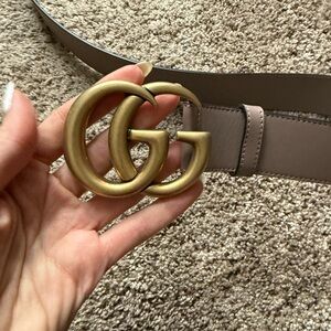 Authentic Gucci Taupe Wide Marmot Belt